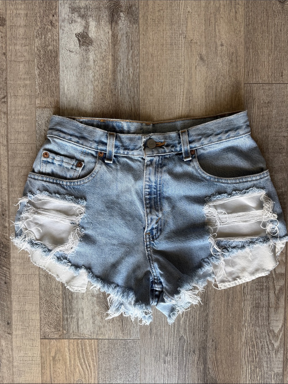 Vintage Levis Light Wash Distressed Denim Shorts